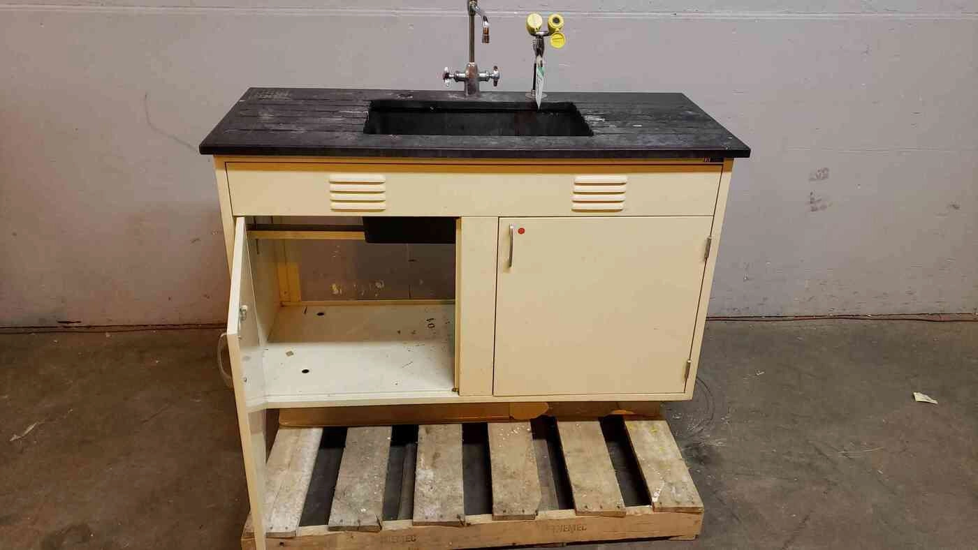 Used Kewaunee 54" Sink Casework Bundle with Faucet &amp; Eyewash (SKU: 5453AA)