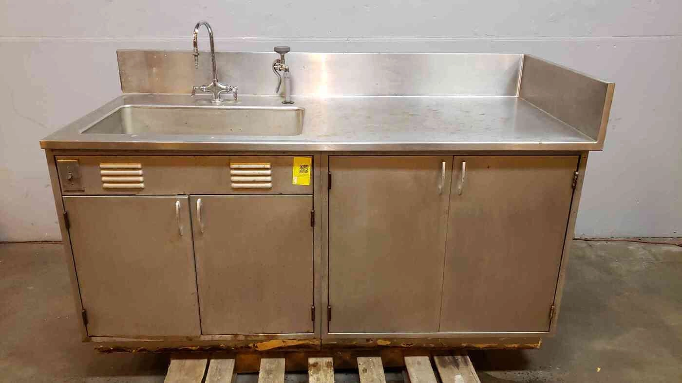 Used Kewaunee 6' Stainless Steel Lab Casework Benches w/ Sink Faucet &amp; Hose(SKU: 4000AA)