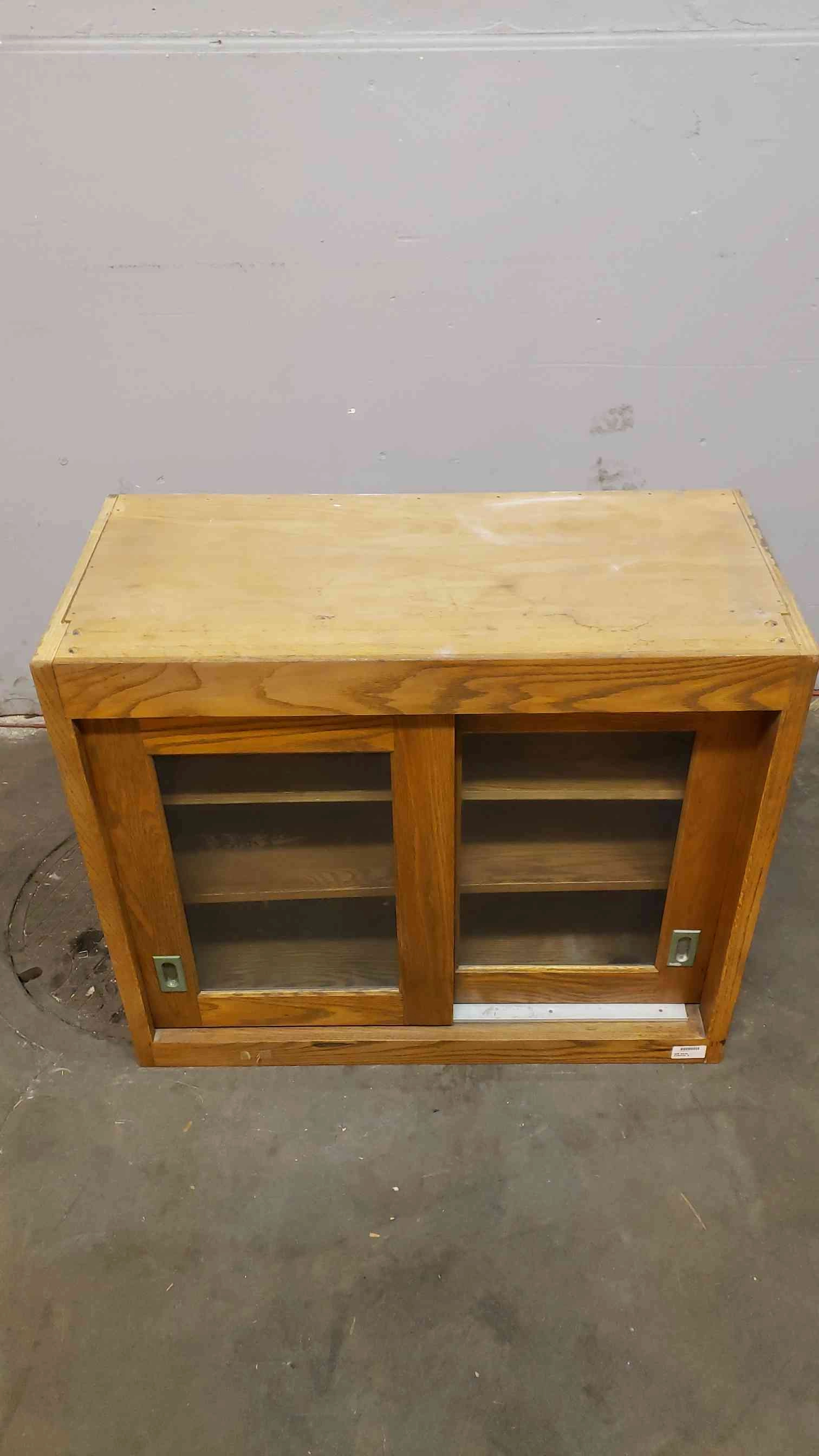 3' Kewaunee Wood / Glass Door Sliding Overhead Casework (SKU: 3977AA)(3977AA)