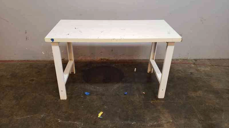 5' White Lab Table Wood Top &amp; Metal Frame