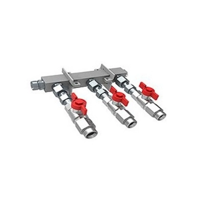 Huber 3-Way Header With Ball Valves, M30X1,5 343317