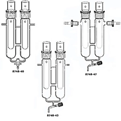 Ace Glass Vacuum Trap and Twin Chamber, Dry Ice, #50 Ace-Thred Top, Complete With Bushings 8748-40