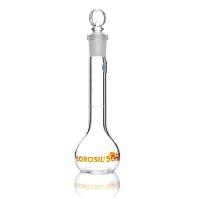 Foxx Life Sciences Volumetric Flask, Wide Neck, Class A with Batch Certificate, 50 mL 5647012A