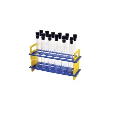 United Scientific 24ml Test Tube Rack Set, Glass Tubes And Rubber Stoppers TTRSET