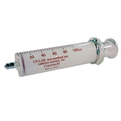 Ace Glass Syringe, 100ml, 4ml Graduations, Luer Lock Tip, Serial Number Matched Barrel 13674-100