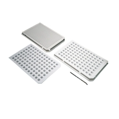 Nest 100ul 96 Well PCR Plates, No Skirt, Roche, A12/H12 Notch, White, 10/Pk, 50/Cs 402812