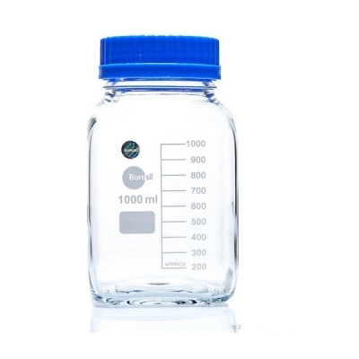 Foxx Life Sciences Borosil Wide Mouth Glass Bottles - Square - 1L - CS/10 1506029