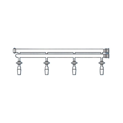 Ace Glass Double Tube Vacuum Manifold, 520mm Long (3) Stopcock Ports With 24/40 Inner Joints 8738-16