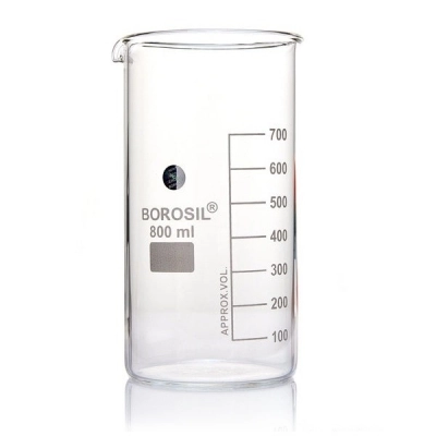 Foxx Life Sciences Borosil Tall-Form Glass Beakers with Spout - 800mL - CS/20 1060028