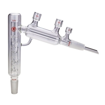 Ace Glass Distillation Head, Short Path, 24/40, 14/20 Thermometer Joint, 220mm Vigreux 6611-20