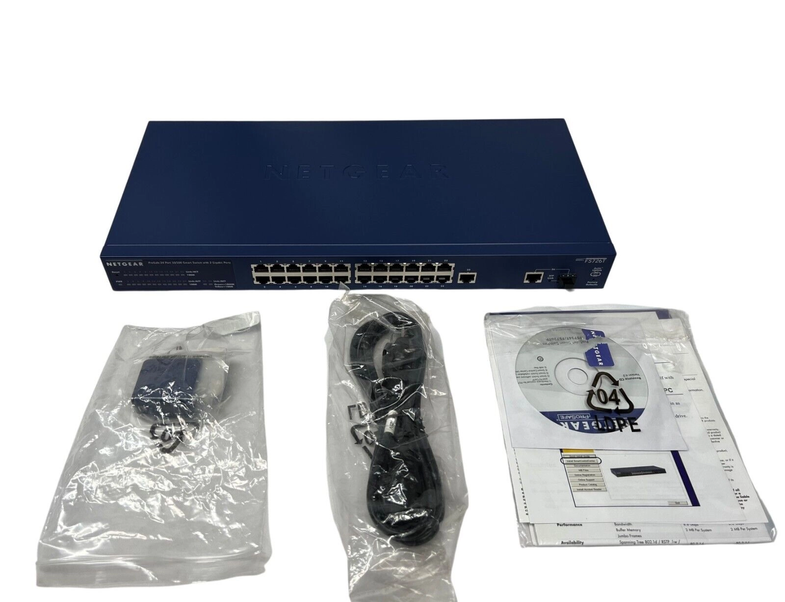NETGEAR Ethernet Prosafe 24 Port 10/100 Mbps Smart