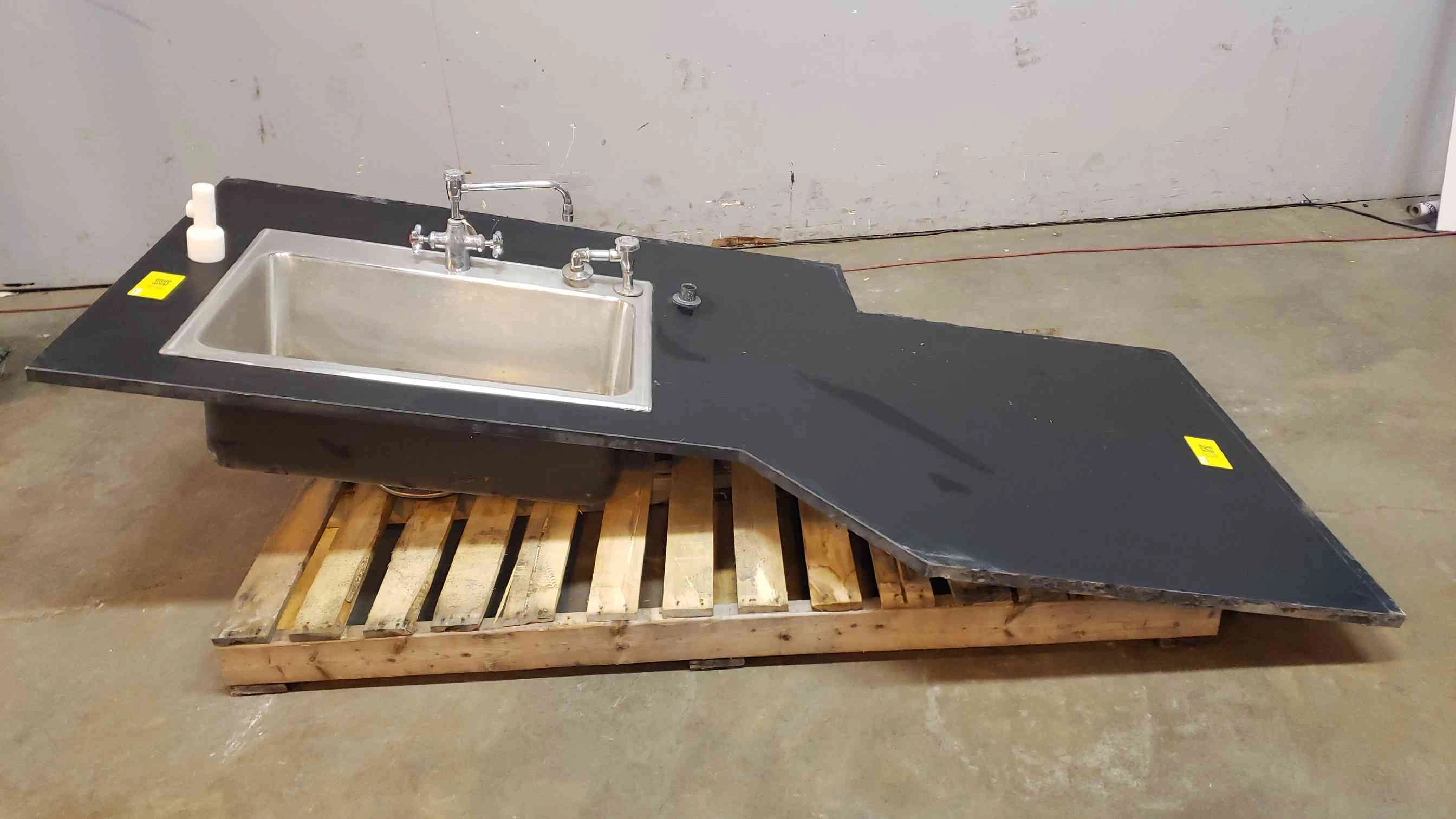 7' Stainless Steel Sink W/ Black Epoxy Countertop (SKU: 2073AA)(2073AA)