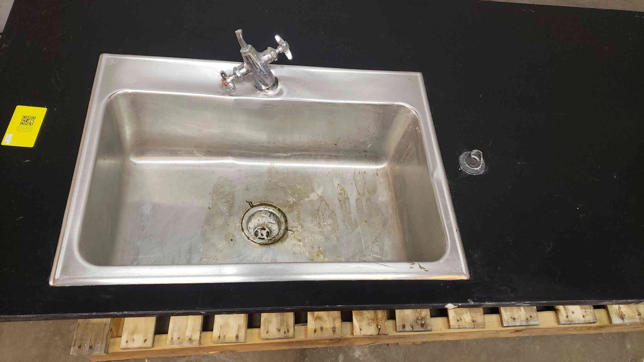 7' Stainless Steel Sink W/ Black Epoxy Countertop (SKU: 2074AA)(2074AA)
