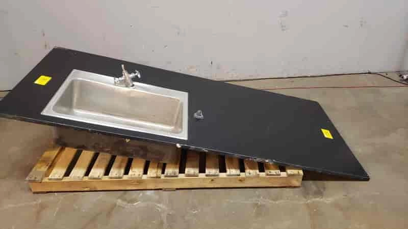 7' Stainless Steel Sink W/ Black Epoxy Countertop (SKU: 2074AA)