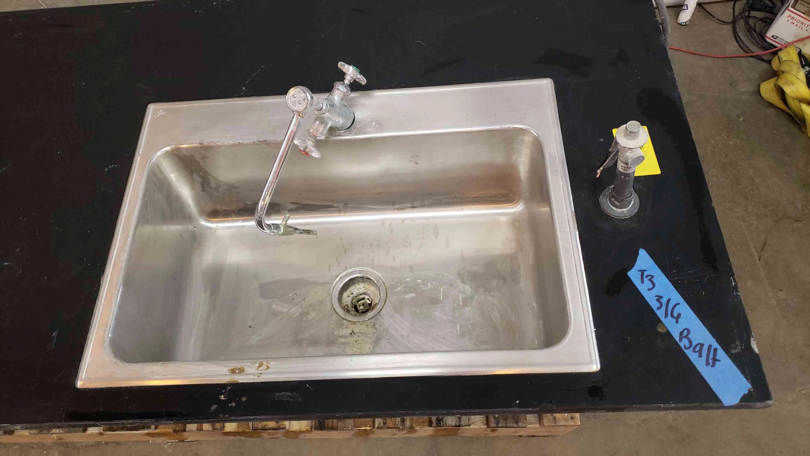 7' Stainless Steel Sink W/ Black Epoxy Countertop (SKU: 2077AA)(2077AA)