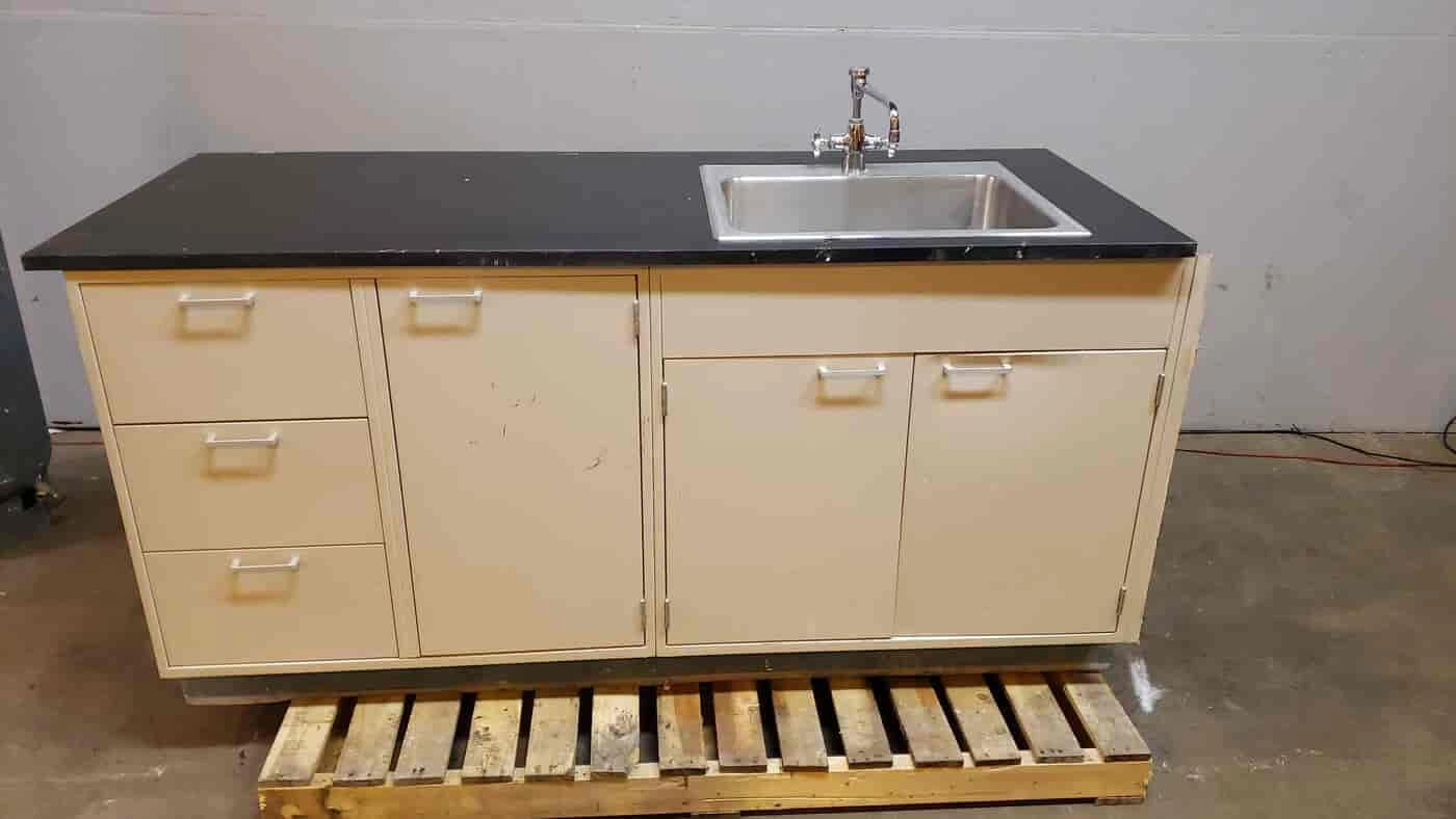 Used Fisher Hamilton 6'1" Sink Bundle Casework Stainless Basin &amp; Faucet (SKU: 2098AA)