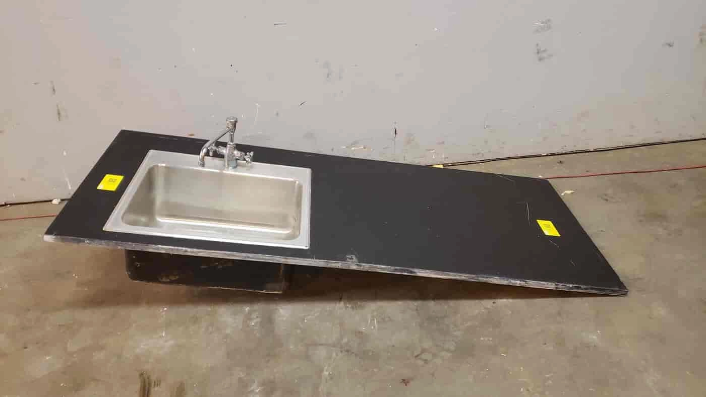 Used 73"x30" Epoxy Countertop w/ Stainless Basin Insert &amp; Faucet (SKU: 2063AA)