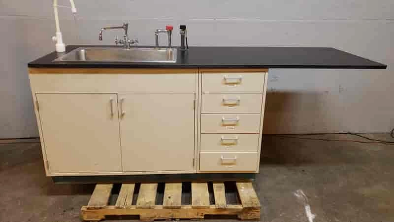 Fisher Hamilton 7'6" Sink Bundle Casework Faucets &amp; Hose Stainless Basin (SKU: 2097AA)