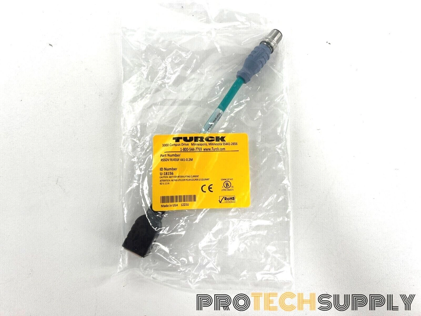 NEW Turck RSSDV RJ45SF 441-0.2M 0.2 Meter Cable wi