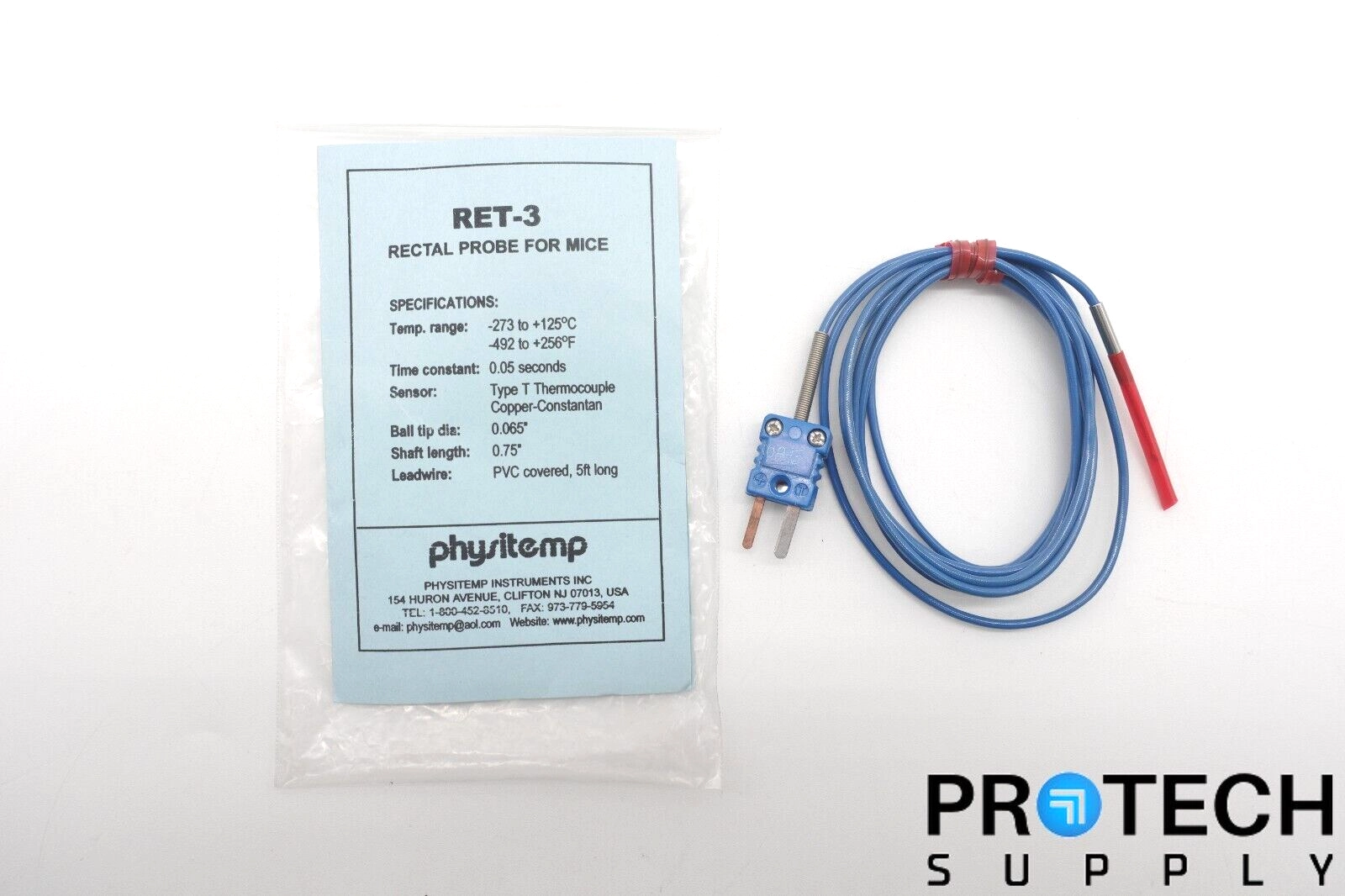 Physitemp RET-3 Rectal Probe for Mice NEW with WAR