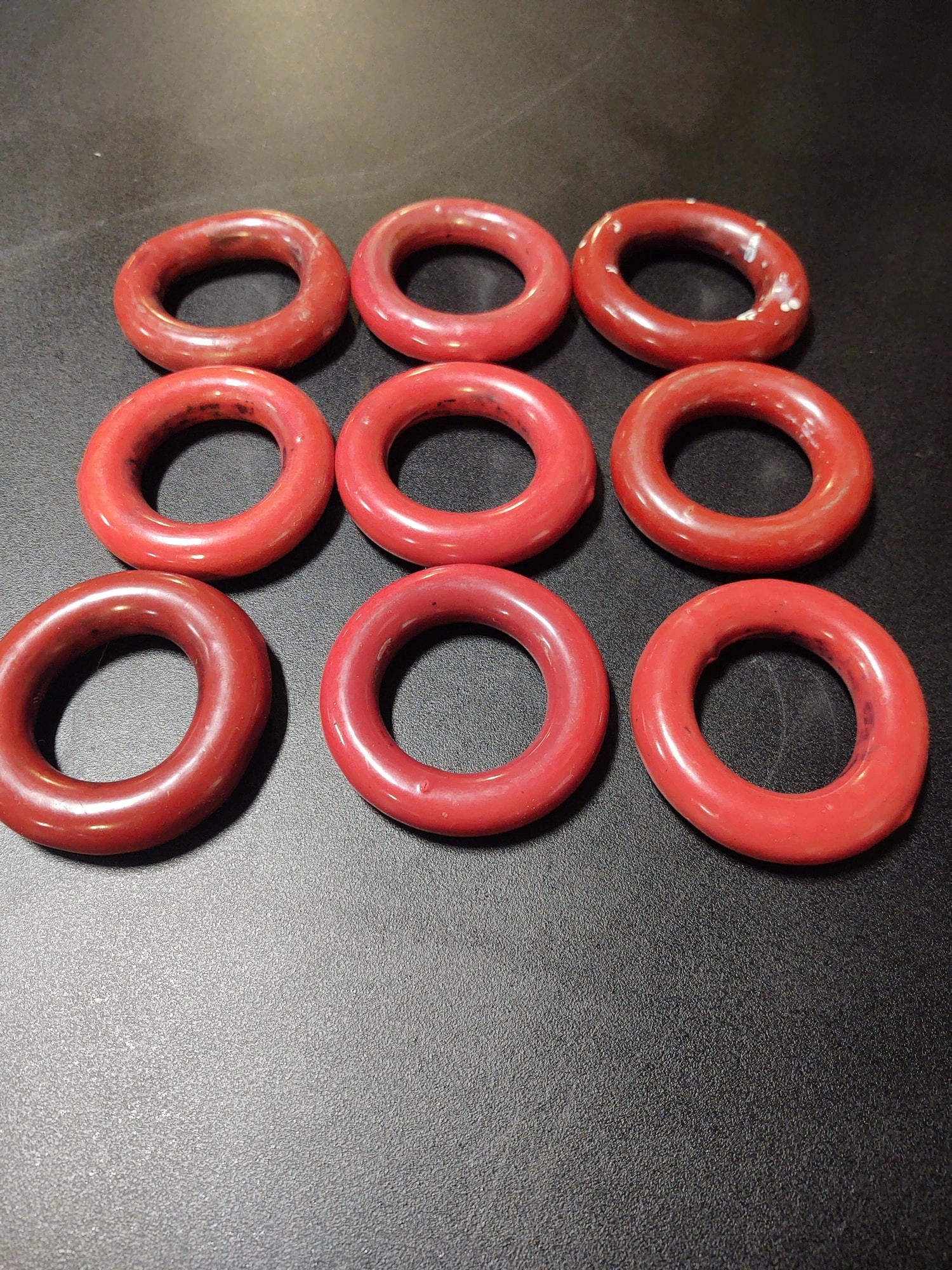 Vinyl Coated Lead Ring Stabilizing Weights 125-500mL Flask 3&rdquo;OD 1.6&rdquo;ID 0.5lb lot of 9