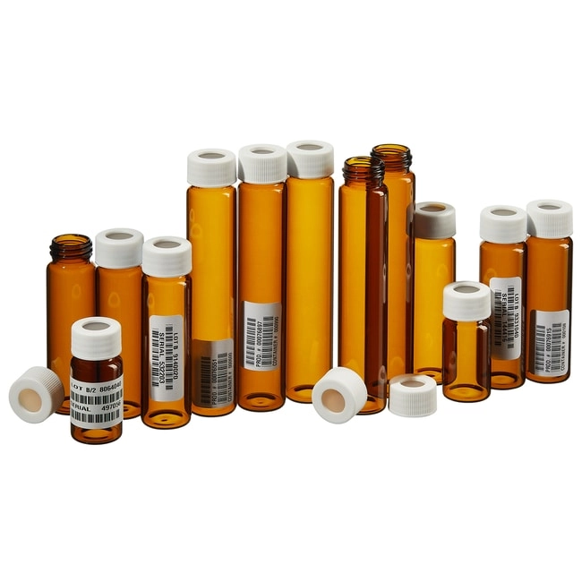 I-Chem and EP Amber VOA Glass Vials with 0.125in. Septa, certified