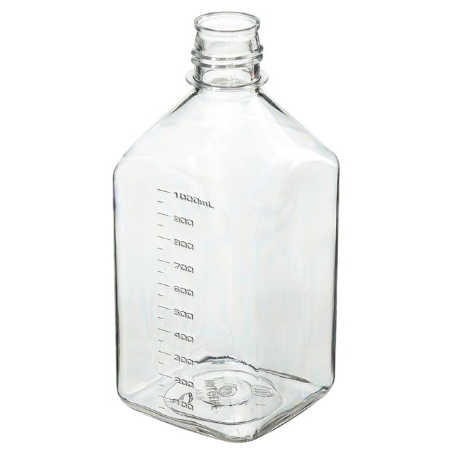 Nalgene PETG Square Media Bottles without Closure: Sterile, Shrink-Wrapped Trays