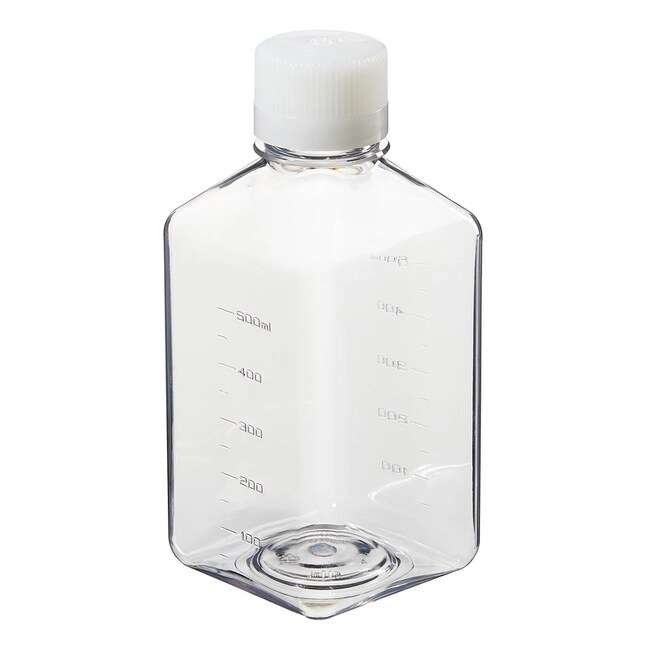 Nalgene Square PET Media Bottles with Closure: Sterile, Shrink-Wrapped Trays