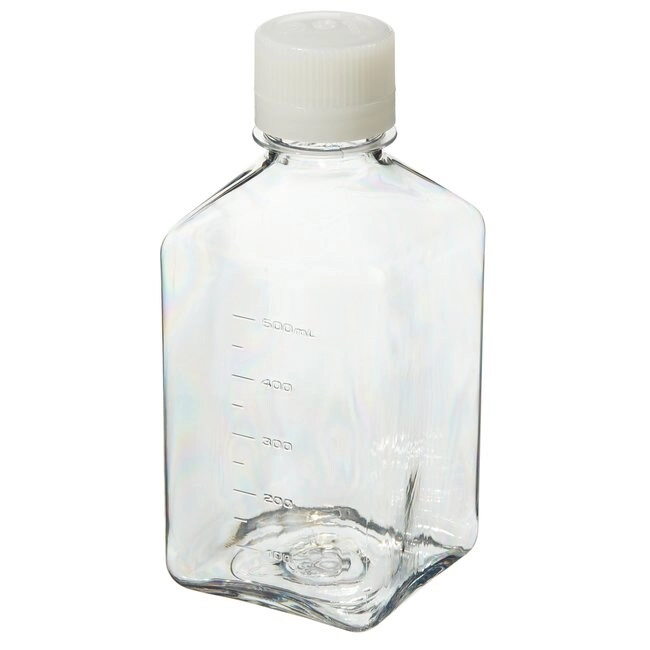 Nalgene Square PETG Media Bottles with Closure: Sterile, Shrink-Wrapped Trays