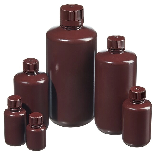 Nalgene Narrow-Mouth Opaque Amber HDPE Packaging Bottles with Closure: Bulk Pack