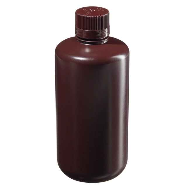 Nalgene Boston Round Narrow-Mouth Opaque Amber HDPE Bottles with Closure: Bulk Pack