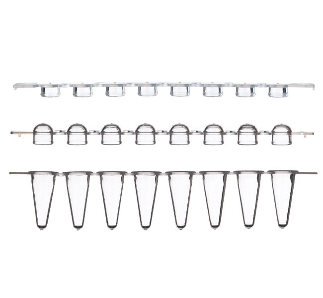 Low Profile Tubes and Domed Caps, strips of 8