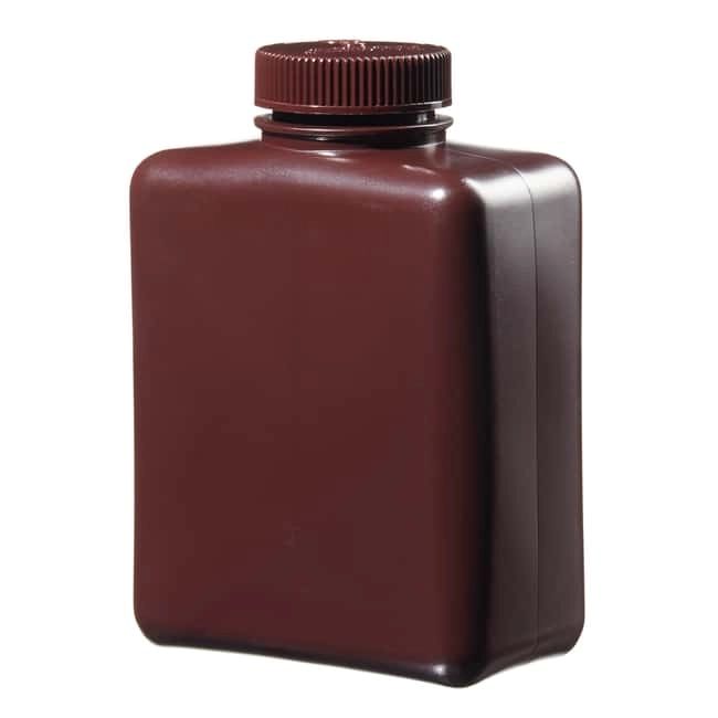 Nalgene Rectangular Opaque Amber HDPE Bottles with Closure: Bulk Pack