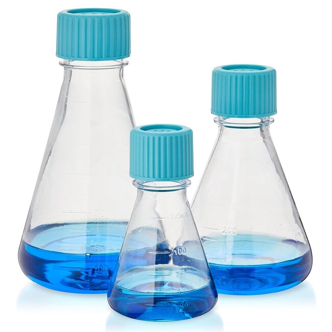 Sterile Single-Use Erlenmeyer Flasks with Plain Bottom