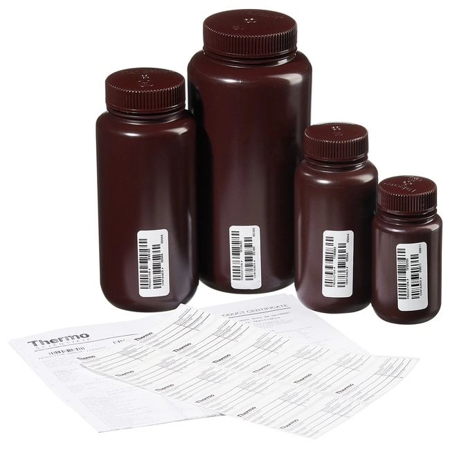 Nalgene Certified Wide-Mouth Amber HDPE Bottle with Closure