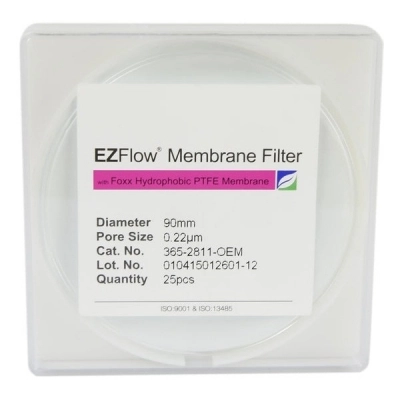 Foxx Life Sciences EZFlow 90mm 0.2&micro;m Hydrophobic (PTFE) Membrane Disc Filter, 25 Pack 365-2811-OEM