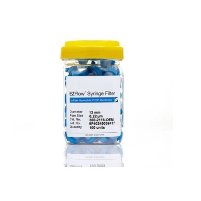 Foxx Life Sciences EZFlow 13mm Syringe Filter, .2&mu;m Hydrophilic (PVDF), 100/Pack 388-2116-OEM