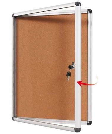 Swansea Enclosed Cork Bulletin Board w/ Locking Glass Door &amp; Keys 38x28 (9xA4)