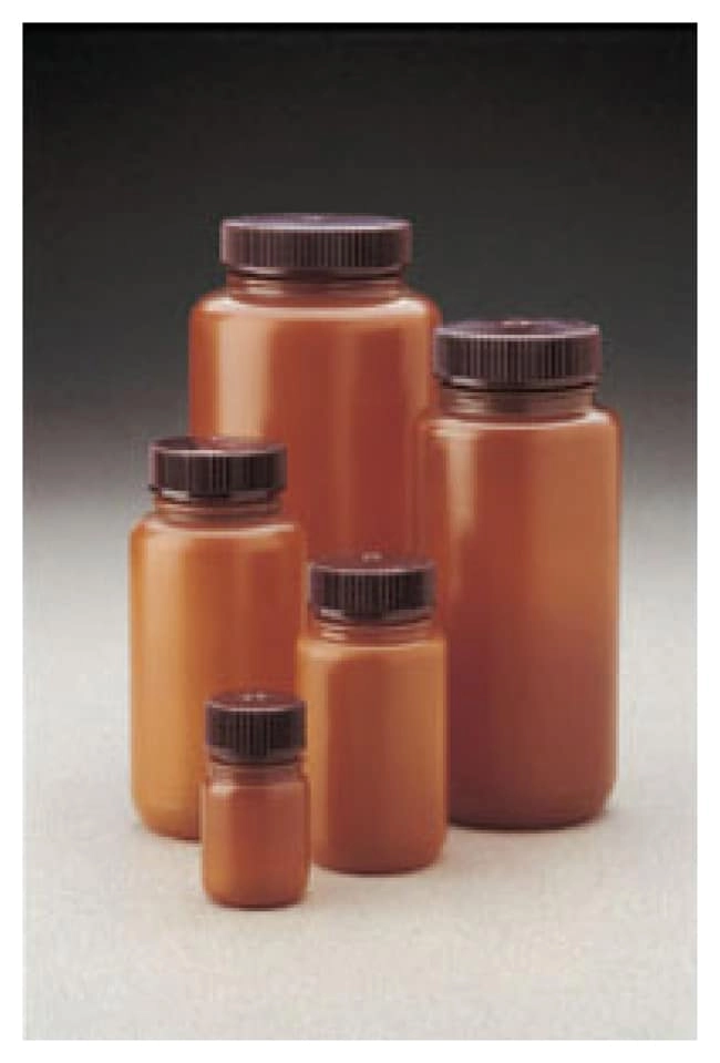 Nalgene Wide-Mouth Translucent Amber HDPE Packaging Bottles with Closure: Bulk Pack