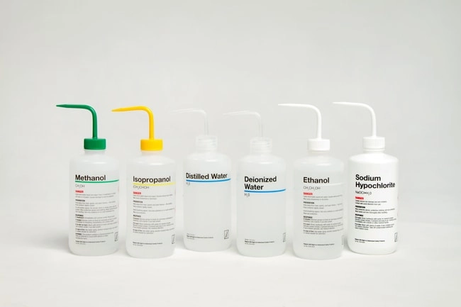 Nalgene Right-to-Understand Safety Wash Bottles featuring Globally Harmonized System (GHS) labeling