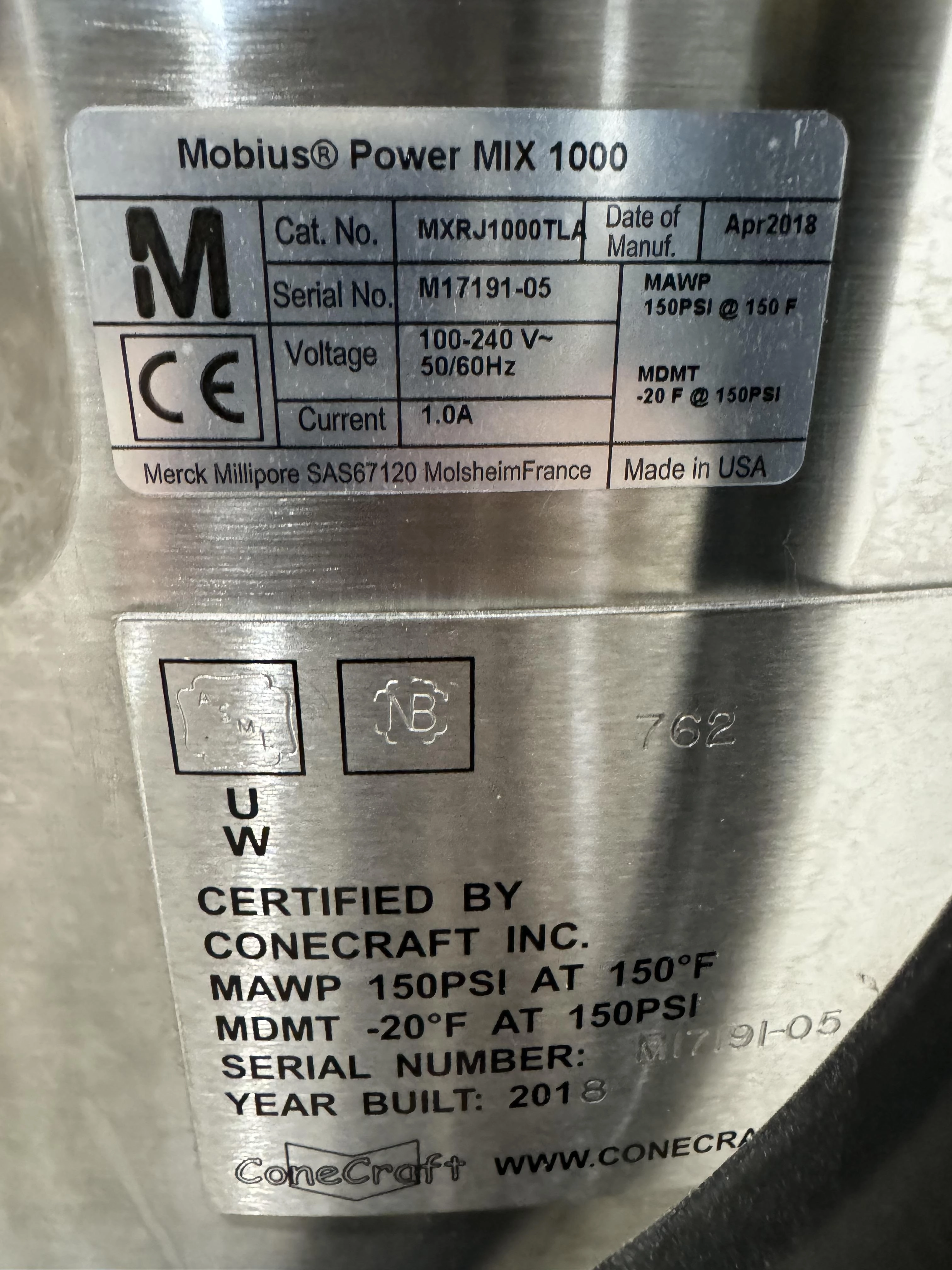 Millipore Mobius Power Mix 1000L - Clinical Scale Mixing System MXRJ1000TLA - ST227876