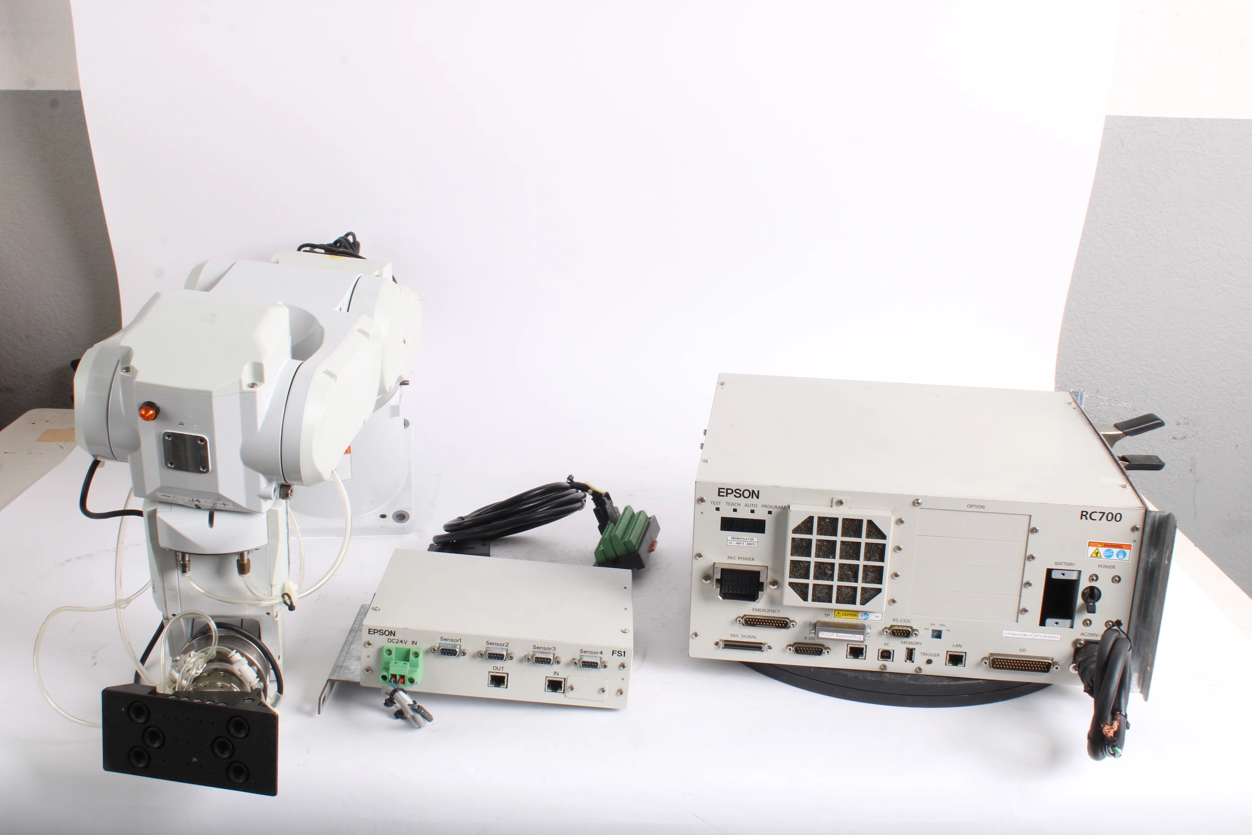 Epson RC700 Robot Controller W/ C4-A601S Six-Axis Robot Arm and Accessories