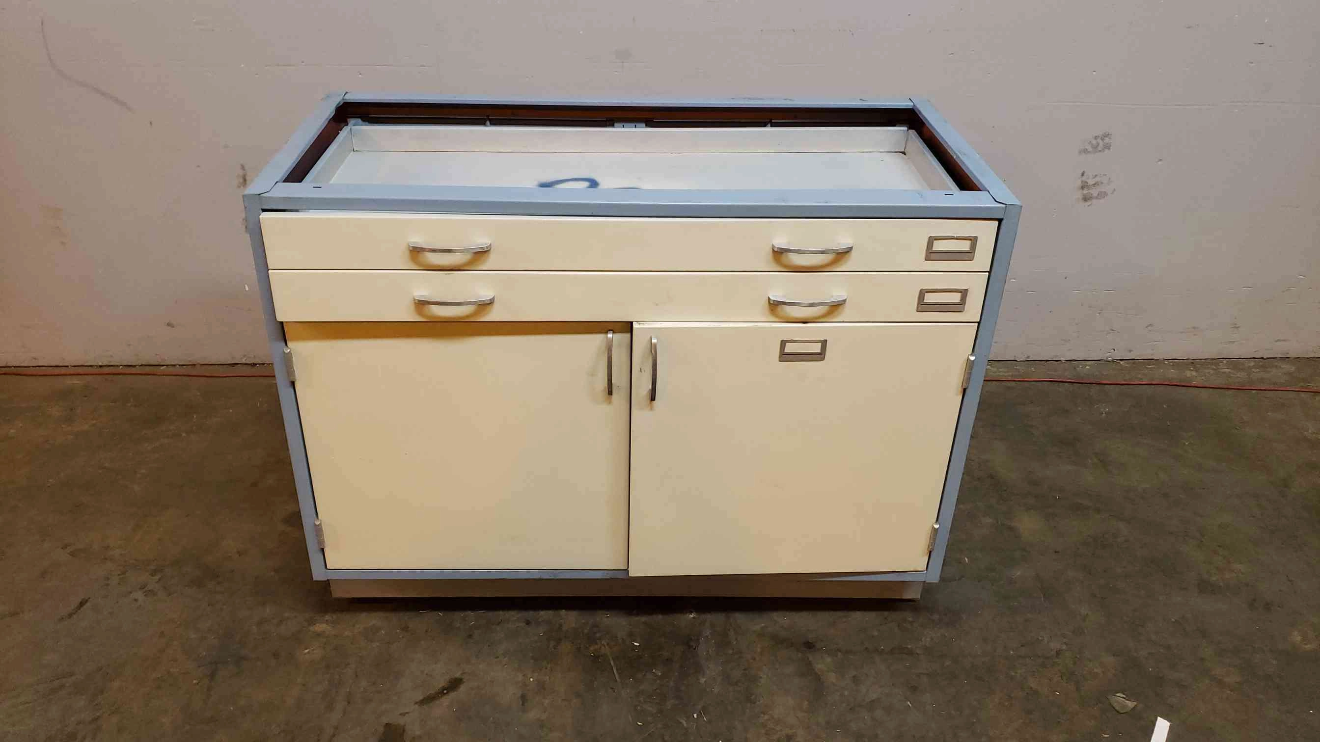 4' Blue and White Casework W/ 2 Drawers 2 Doors(101000)