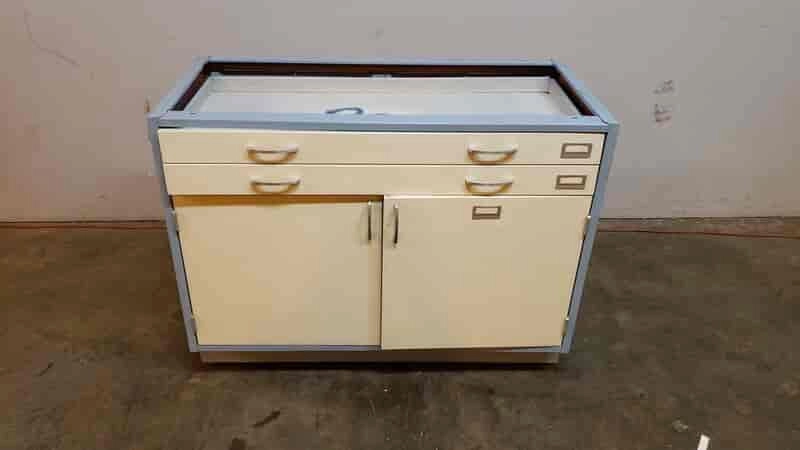 4' Blue and White Casework W/ 2 Drawers 2 Doors