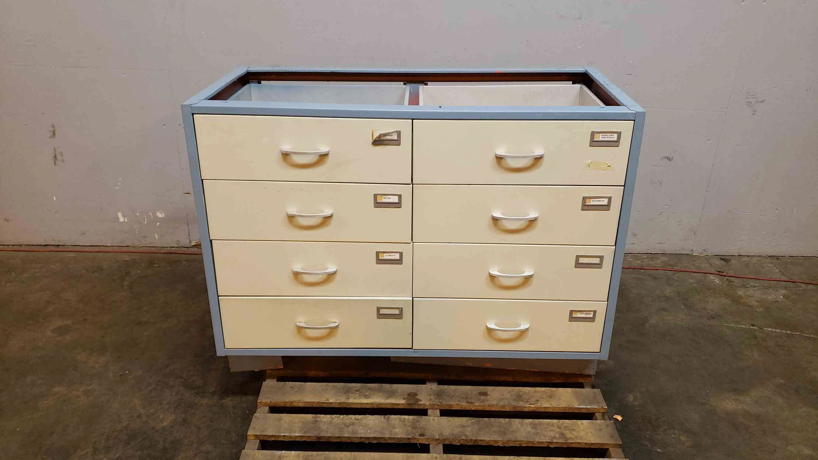 4' Blue and White Kewaunee Casework W/ 8 Drawers (1361AA)(1361AA)