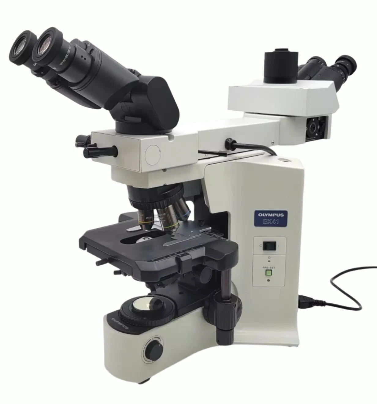 Olympus Microscope BX41 w. Front to Back Bridge, 2x &amp; Fluorites Pathology / Mohs