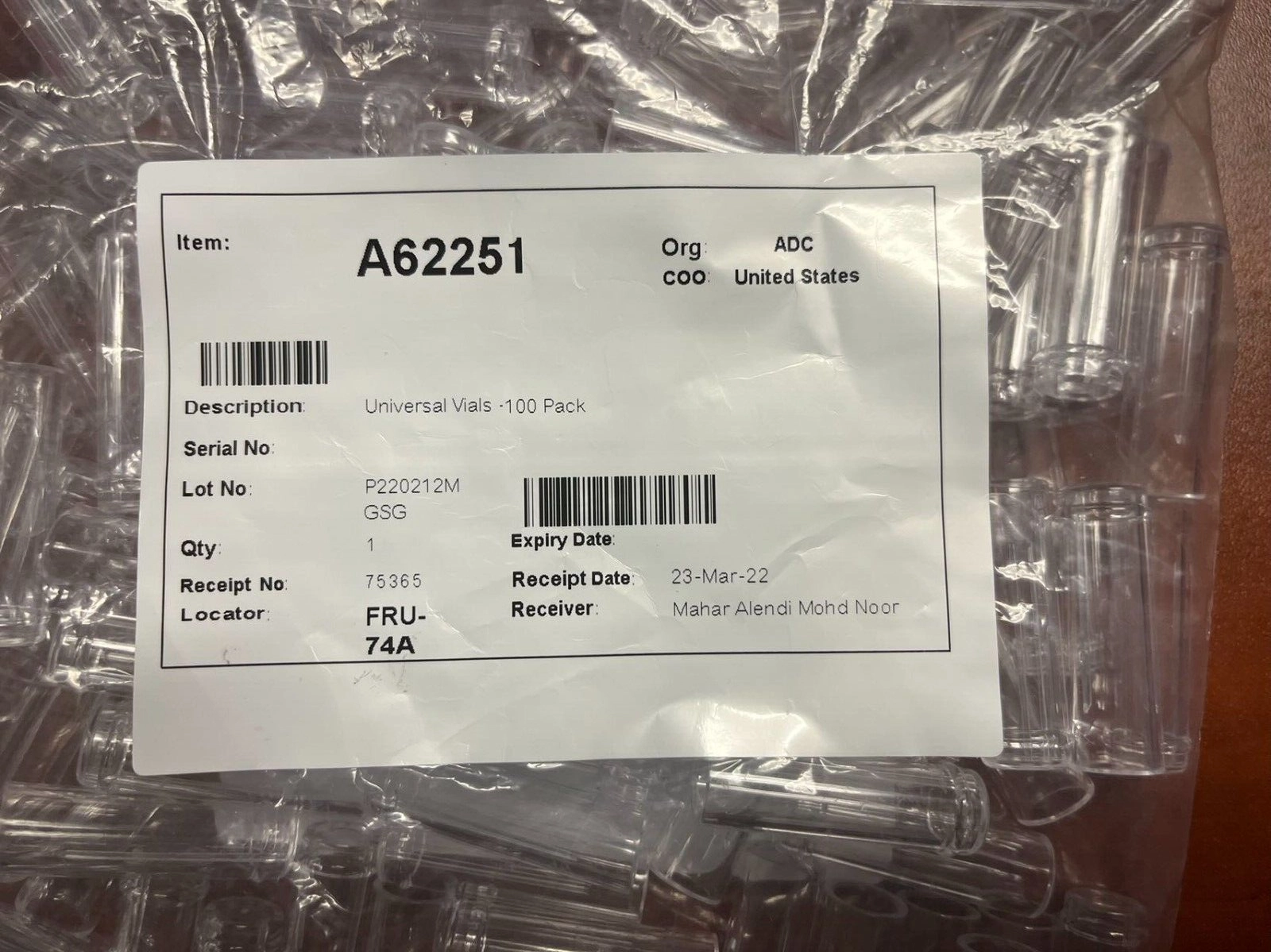 OEM PCR Universal Vials A62251- 100 Pack for Beckm