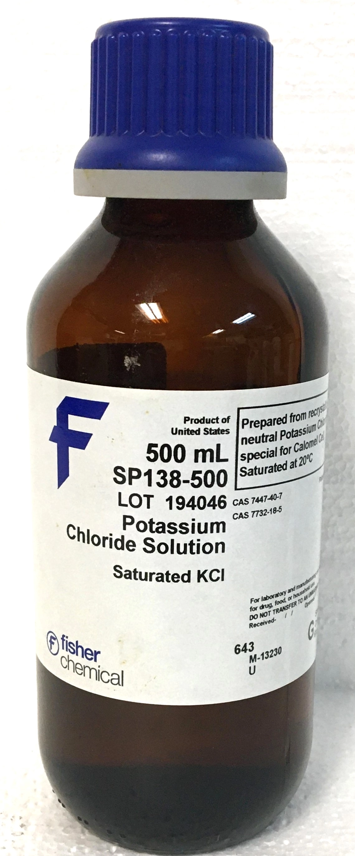 Fisher Chemical SP138-500 Potassium Chloride Filling Solution