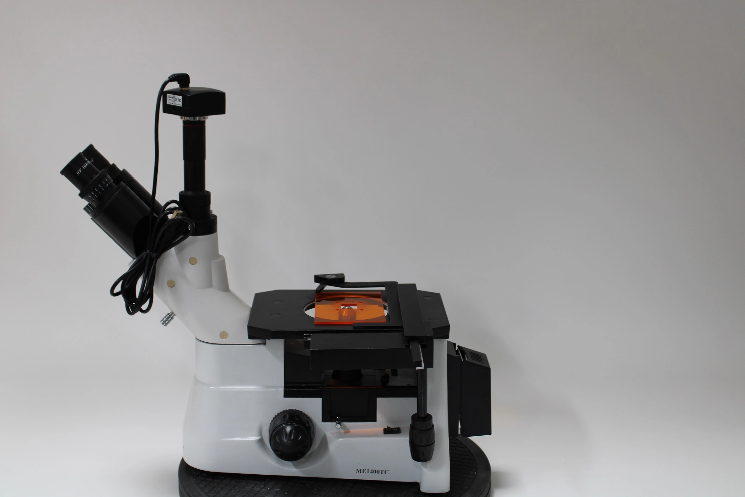 AmScope ME1400TC Inverted Trinocular Metallurgical Microscope 4x 10x 20x 4x obj