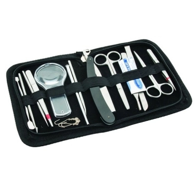 Eisco Dissection Set, Advanced, 14 Pcs - Stainless Steel - Leather Storage Case BI0150